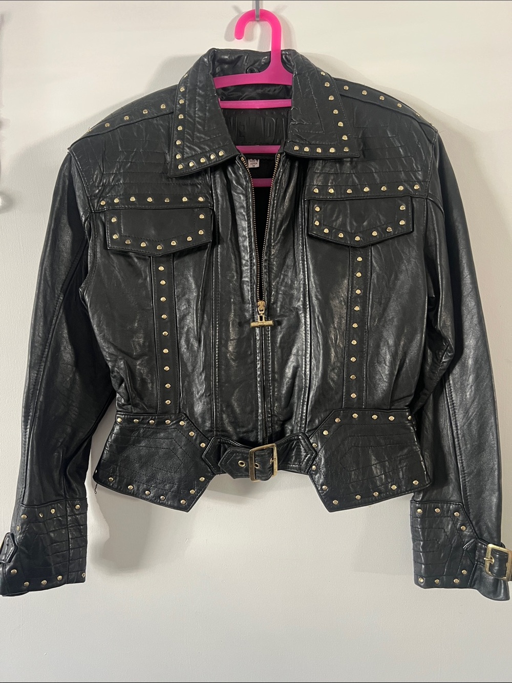 Butter soft Black gold accent Studded Leather Jacket